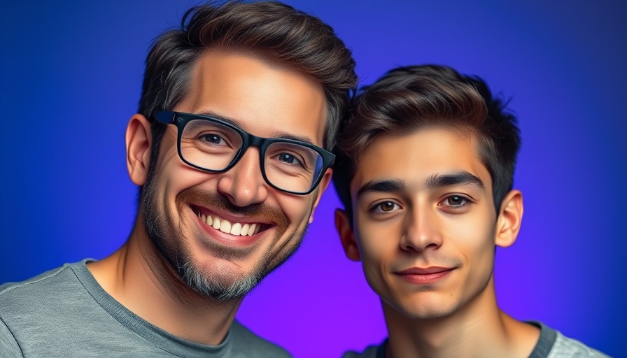 Two men posing against gradient background for Claude AI feature