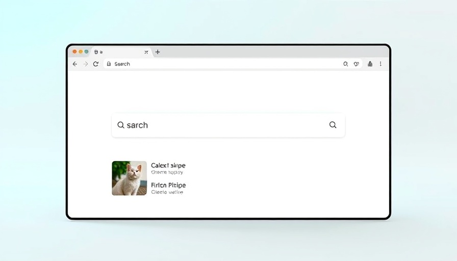Search suggestions for cats in browser with built-in AI.