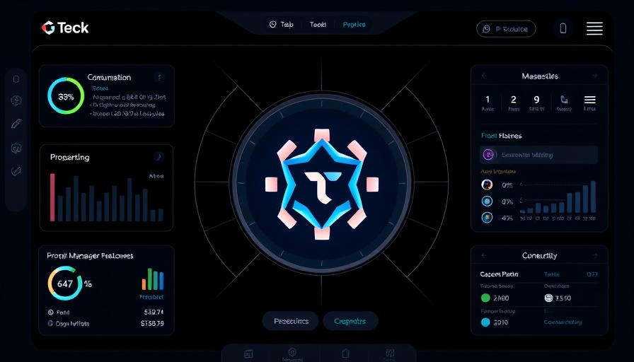 Agentic AI interface with central logo and key features.