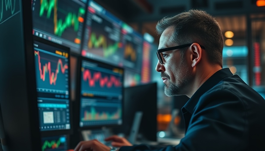 Stock trader analyzing Nvidia stock market news on multiple screens.
