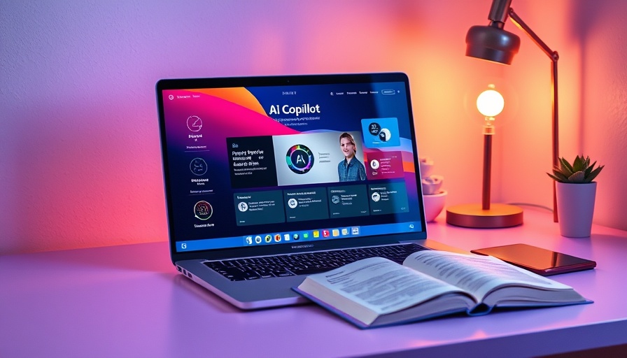 Modern laptop with Microsoft AI Copilot on colorful desk