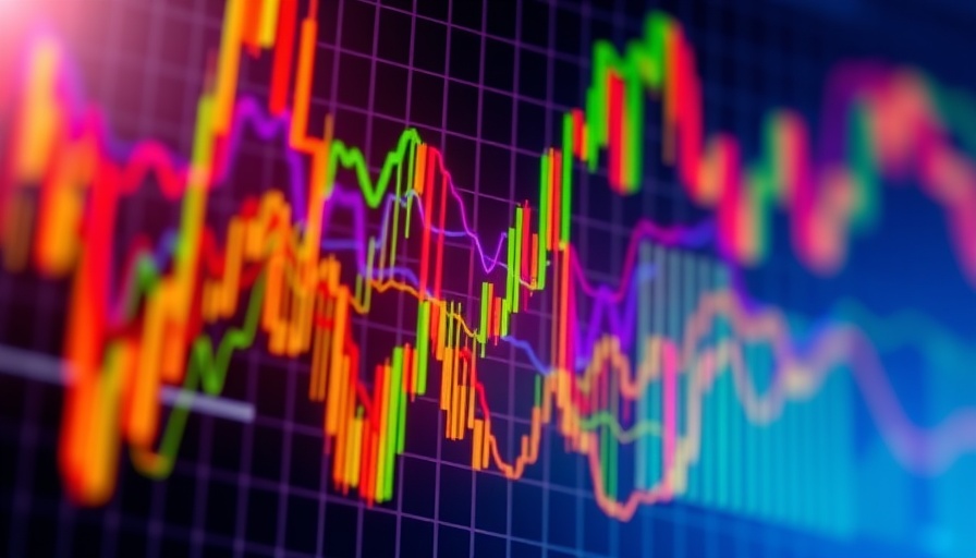 Colorful financial chart with dynamic lines representing data, agentic ai.