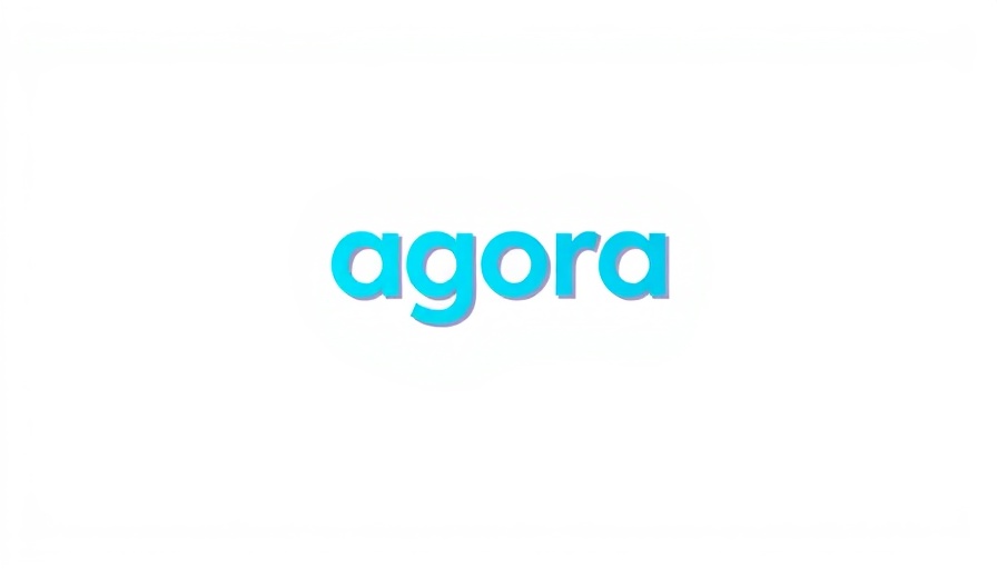 Futuristic blue agora logo, AI agents concept