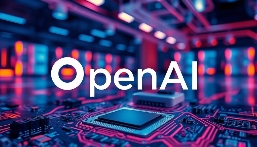 OpenAI logo with modern circuit board in focus.