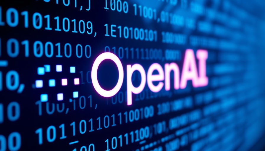 OpenAI logo on digital binary display with blue tones.