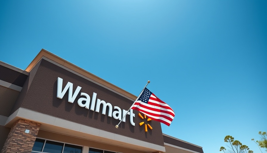 AI partnerships in retail, Walmart store with blue sky.