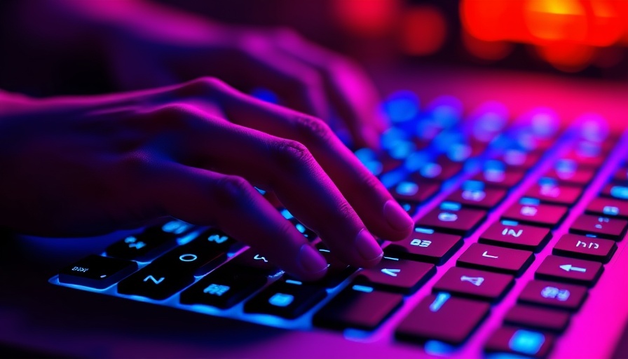 Illuminated keyboard under blue-red light for Anthropic copyright settlement.