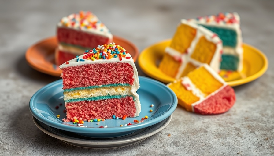 Delicious slices of cake on colorful plates, highlighting the best boxed cake mix.