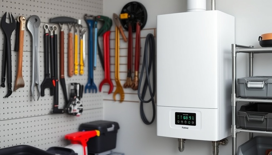 Modern tankless water heater in organized garage showcasing benefits