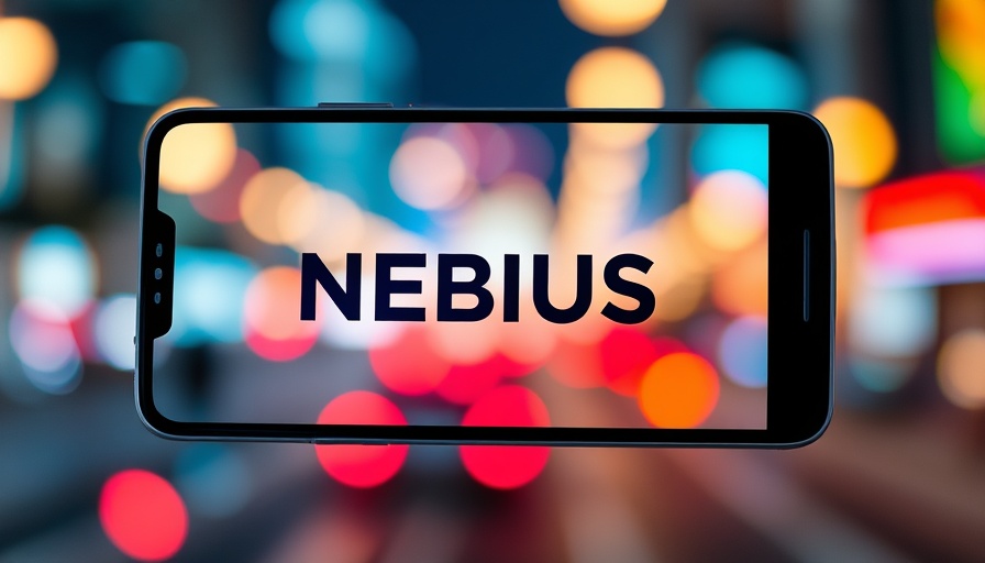 Smartphone displaying NEBIUS logo, colorful background, Microsoft AI infrastructure deal.