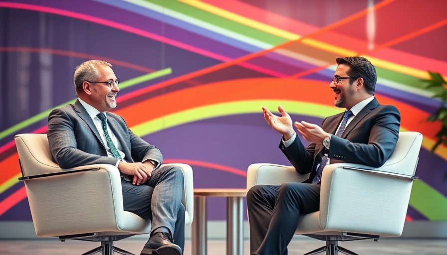 Two men discussing agentic AI at a conference