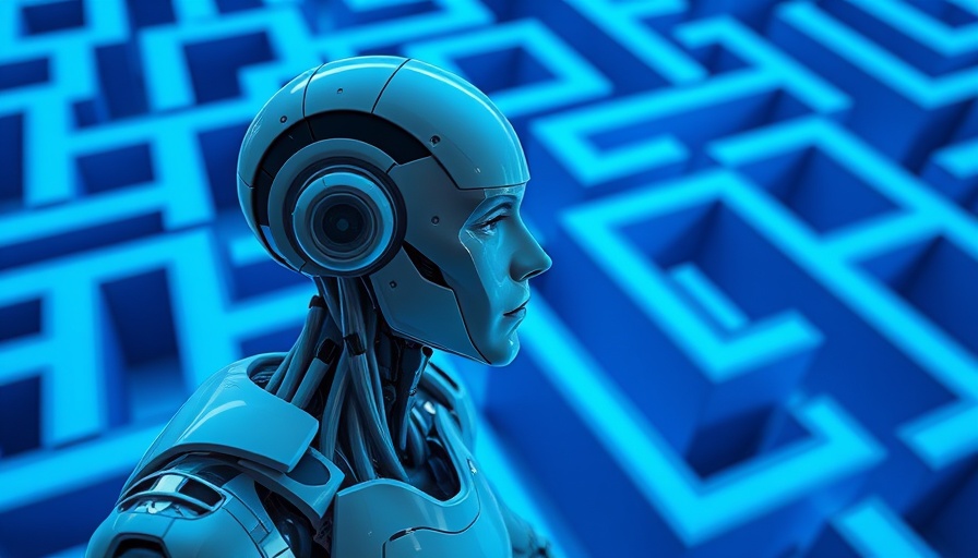 AI agent robot navigating a complex maze