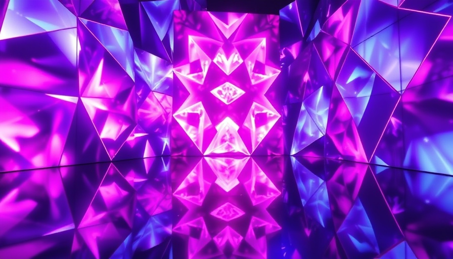Abstract patterns with purple and pink lights on a surface, representing Microsoft AI.