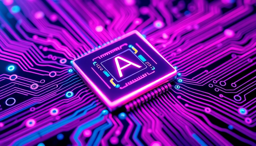 Glowing AI microchip on neon circuit board, Nebius Microsoft AI deal concept.