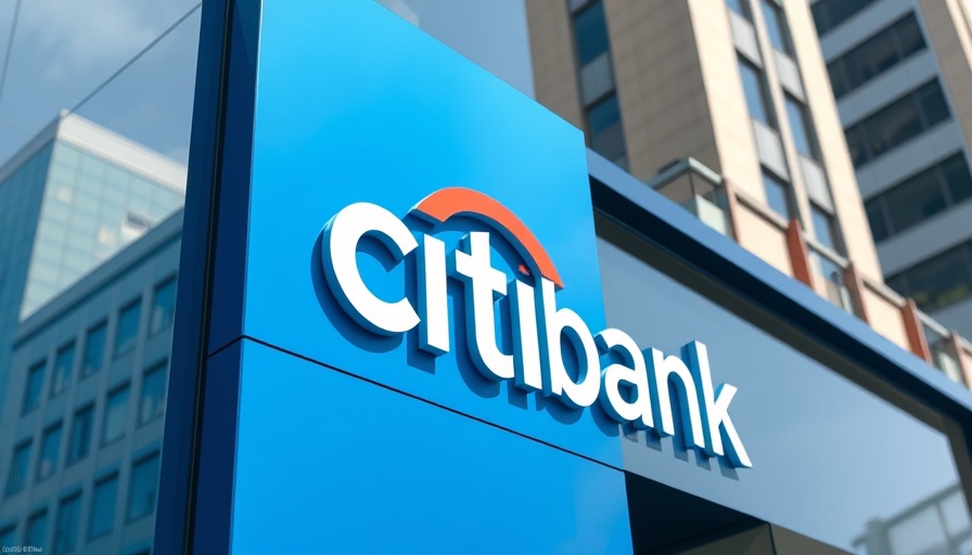 Citibank logo representing Citi AI initiatives on a modern blue facade.