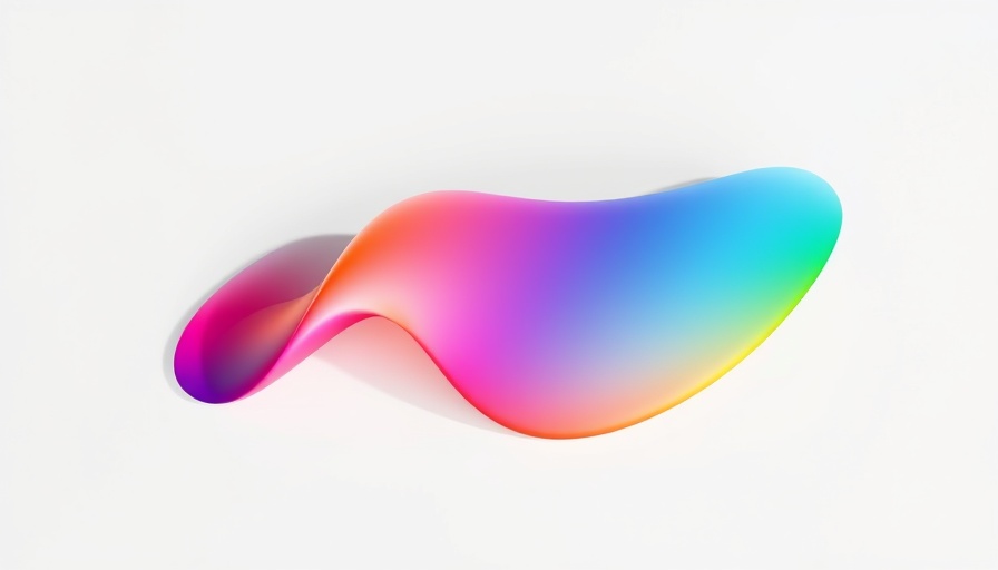 Vibrant multicolored abstract shape with gradient on white.