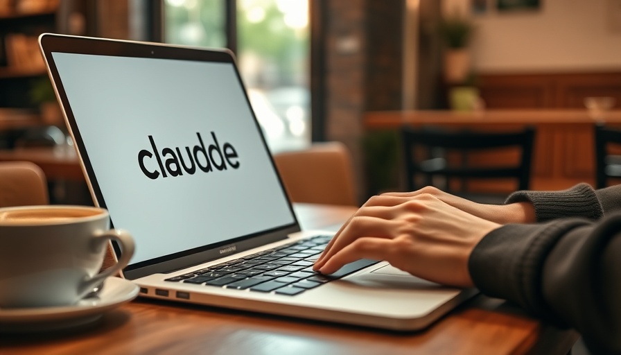 Hands on laptop with 'Claude' logo, AI in the news.
