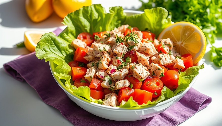 Vibrant Italian tuna salad with lettuce and lemon wedges on a plate.