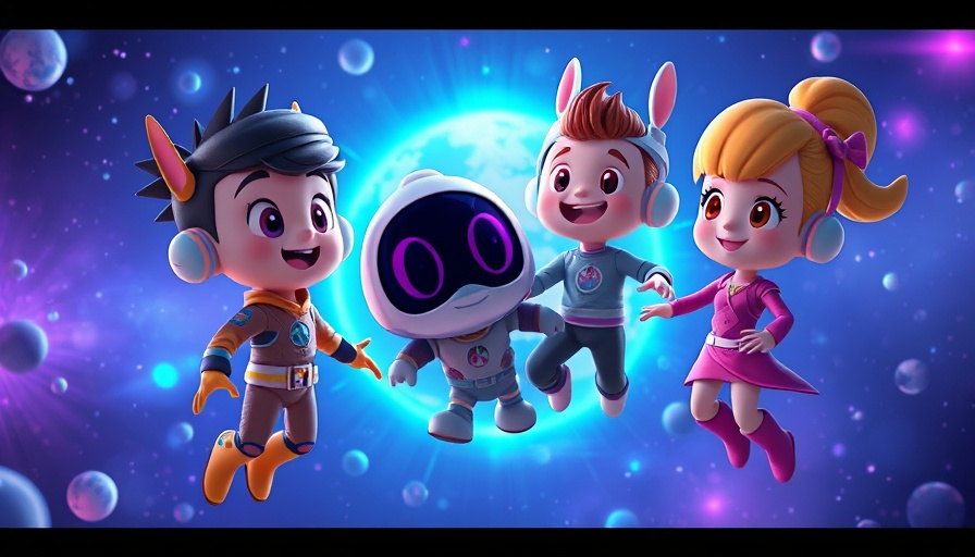 Colorful futuristic characters in digital space, GitHub Copilot theme.