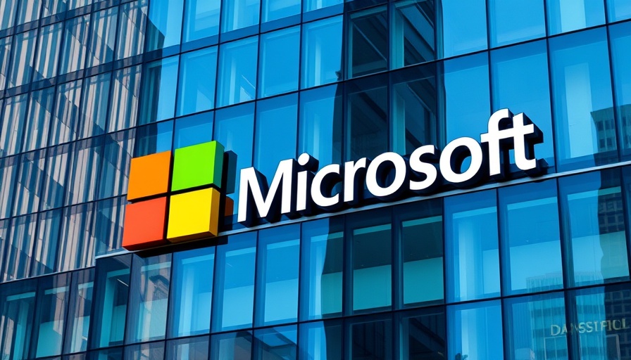 Microsoft logo on modern building, showcasing corporate environment.