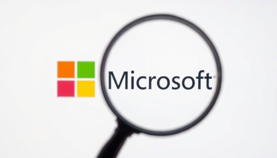 Vibrant Microsoft logo highlighted with a magnifying glass.