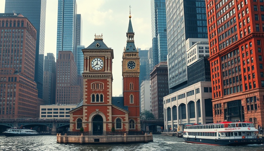 Perplexity AI's historic building by river, city backdrop.