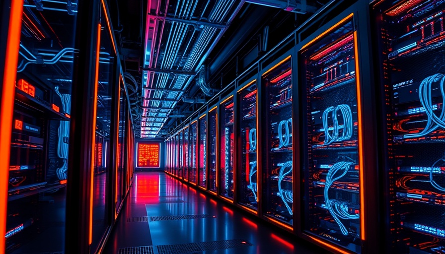 Futuristic NVIDIA Blackwell Ultra systems with glowing cables in a data center.