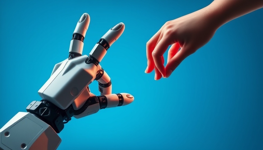 A.I. agents accountability: Robotic and human hand reaching towards each other, symbolic imagery.