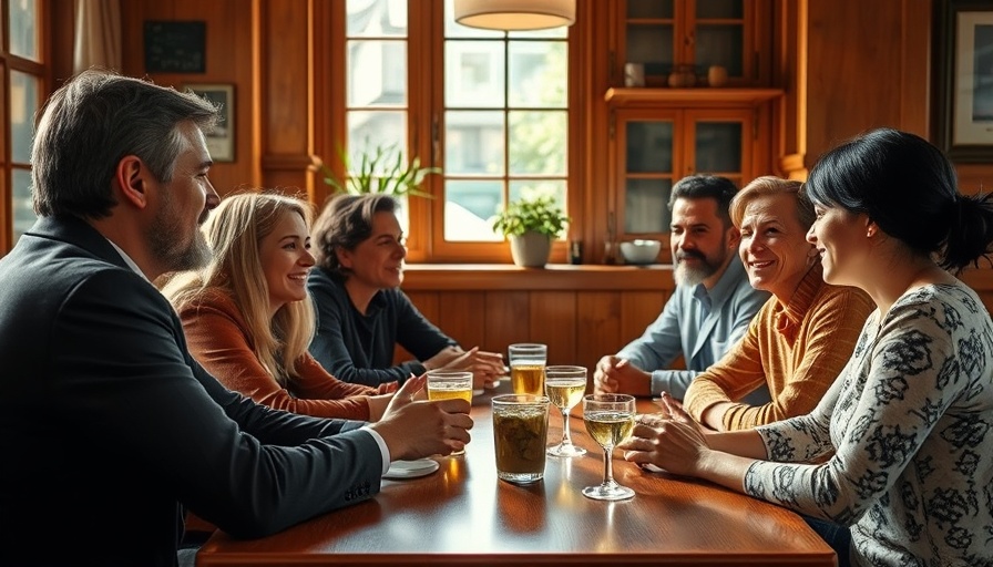 Diverse group at cafe table discussing agentic AI in cozy setting.