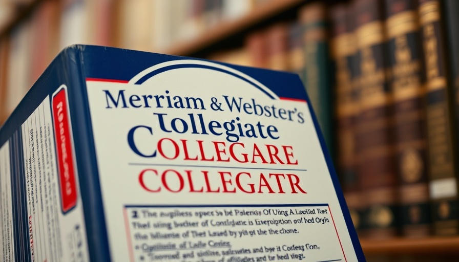Close-up of Merriam-Webster Dictionary on bookshelf, AI companies lawsuits context.