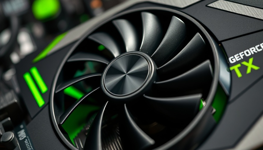 Close-up of NVIDIA GeForce RTX graphics card showcasing its fan.