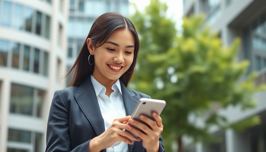 Young businesswoman smiling at phone, depicting Nvidia and Oracle Partnership Impact