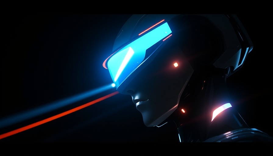 Futuristic robot with glowing visor, multi-agent AI concept.