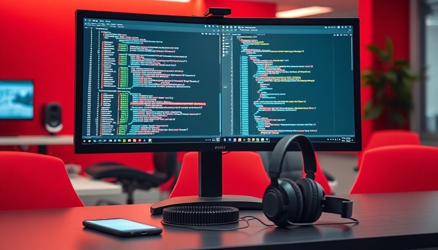 Agentic AI workspace with dual screens and gadgets.