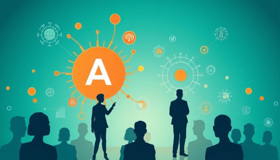 Abstract illustration of AI in education with human silhouettes.