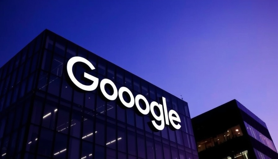 Google headquarters evening view with illuminated logo, showcasing corporate presence.