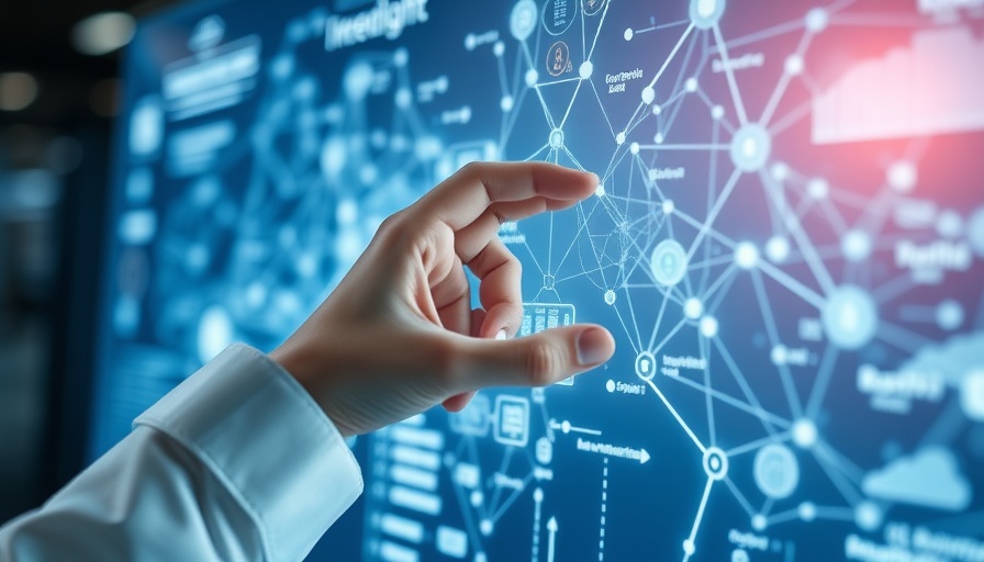 Agentic AI concept with hand on digital network screen.