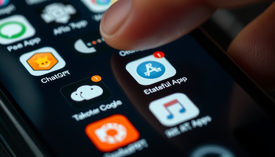Smartphone screen with AI app icons and a finger touching the screen, showcasing Open AI.