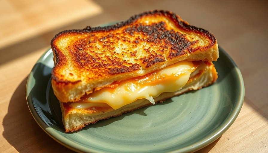 Delicious British toastie recipe with melted cheese on a plate.