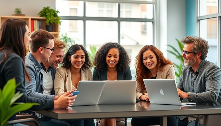 Diverse professionals collaborating in a modern office, vibe coding atmosphere.
