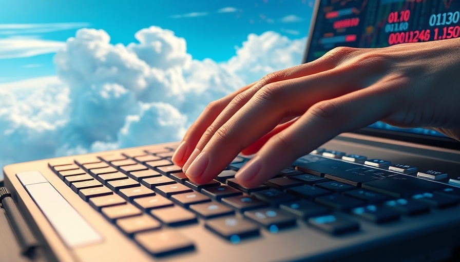 Surreal depiction of AI productivity with typing hands and a futuristic keyboard
