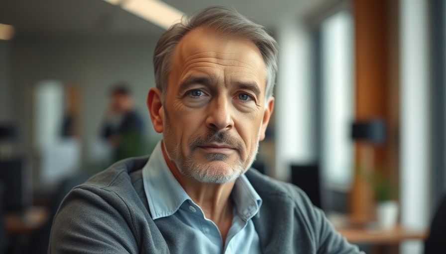 Middle-aged man with glasses in an office setting, neutral expression.