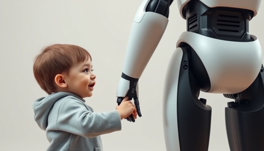 Chinese Tech Stocks Surge on AI: Robot and child holding hands.