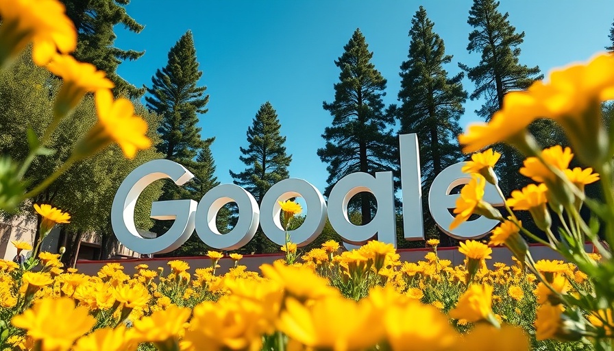 Google headquarters sign vibrant spring day with flowers