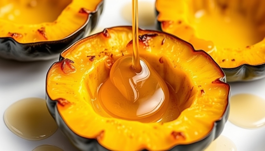 Oven-roasted acorn squash drizzled with honey, golden brown and inviting.