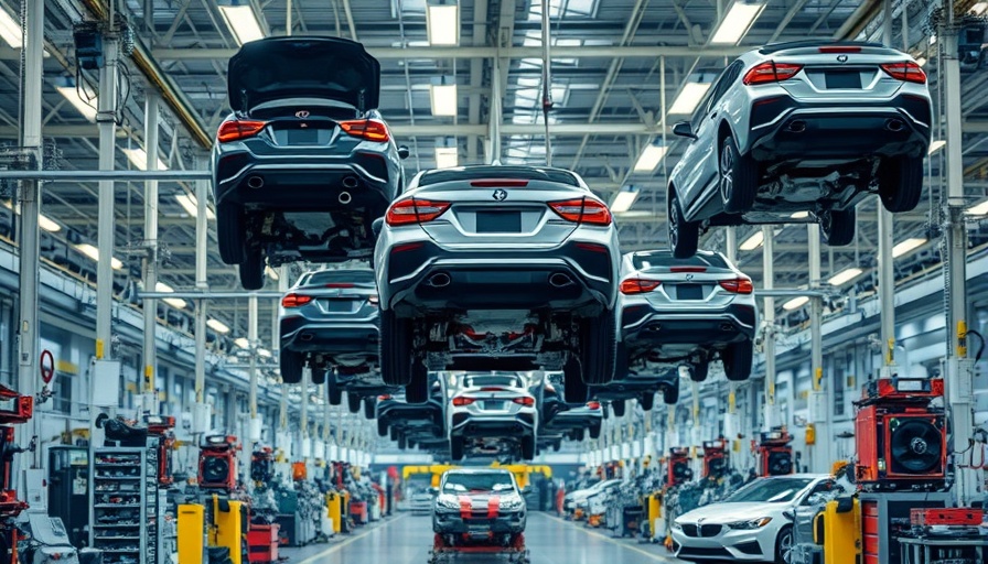 Agentic AI overseeing advanced car assembly line in modern factory.