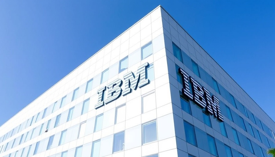 Modern IBM office building under a clear blue sky, AI agents