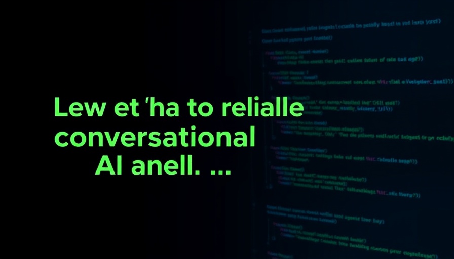 Graphic on creating reliable conversational AI agents with code, black and green design