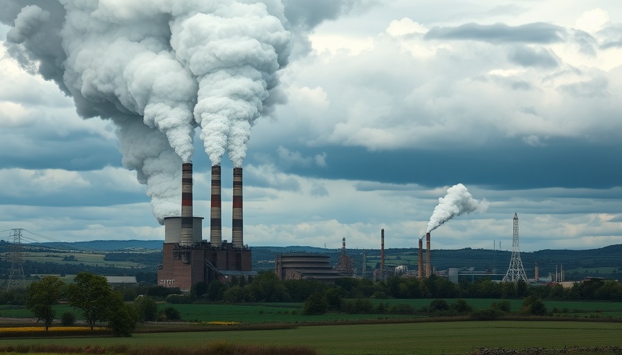 Industrial facility emitting smoke impacting environment, AI for climate solutions.