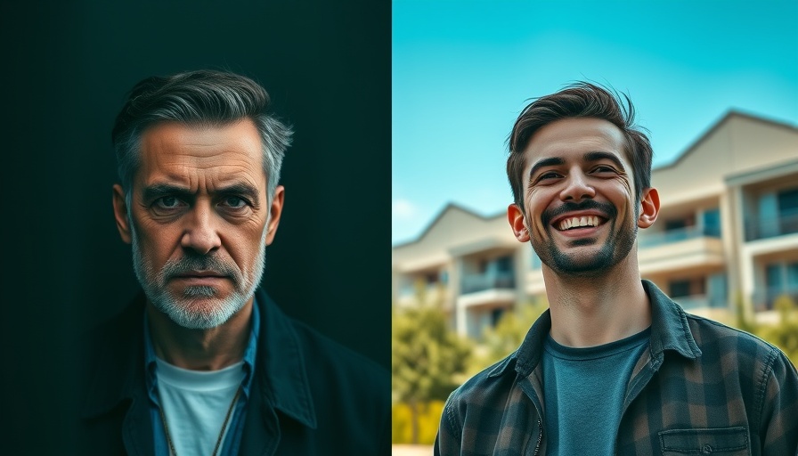 Turing Test 2.0 discussion with split image of two men in contrasting settings.